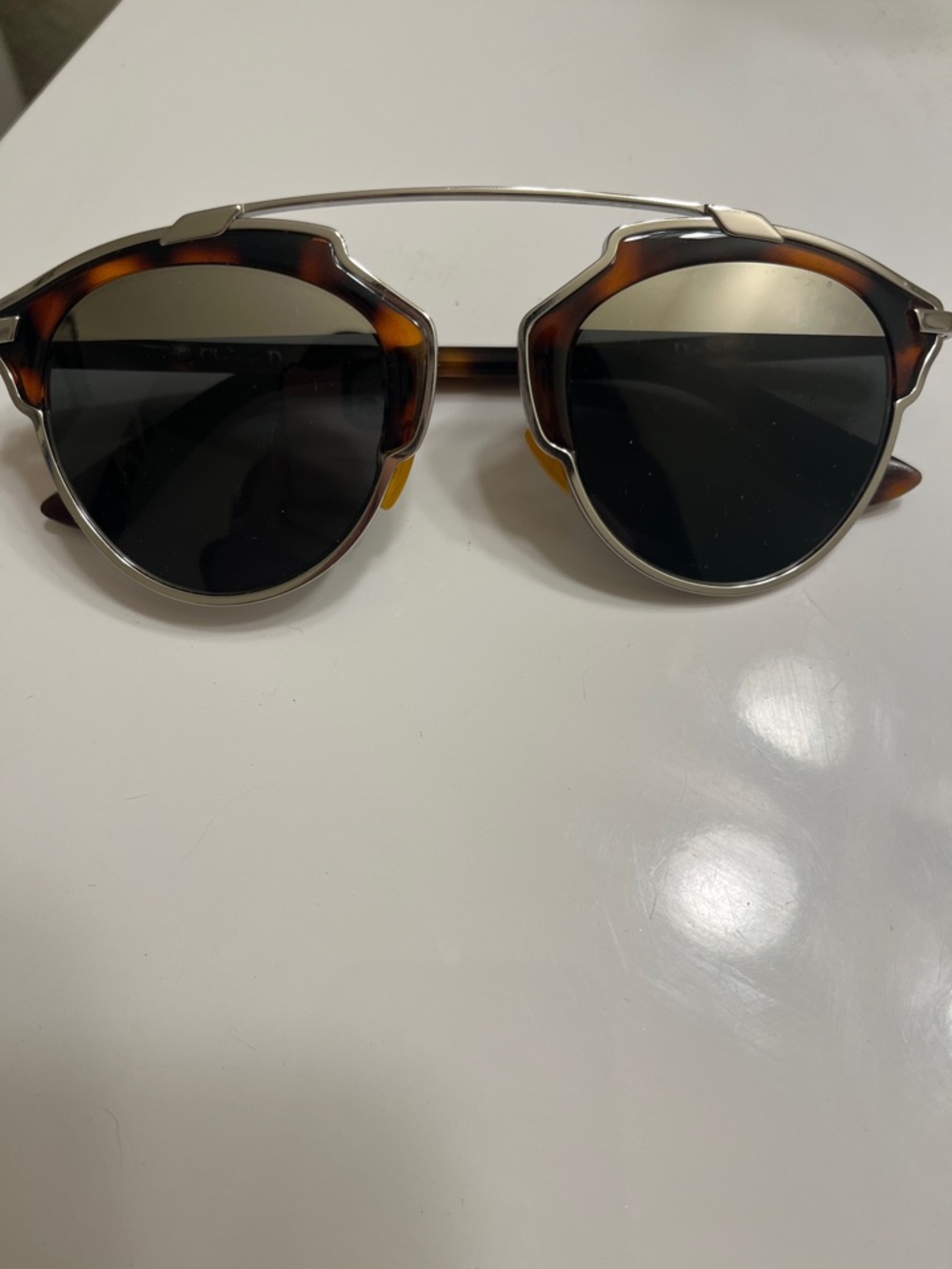 Dior Tortoiseshell and Silver Round Sunglasses